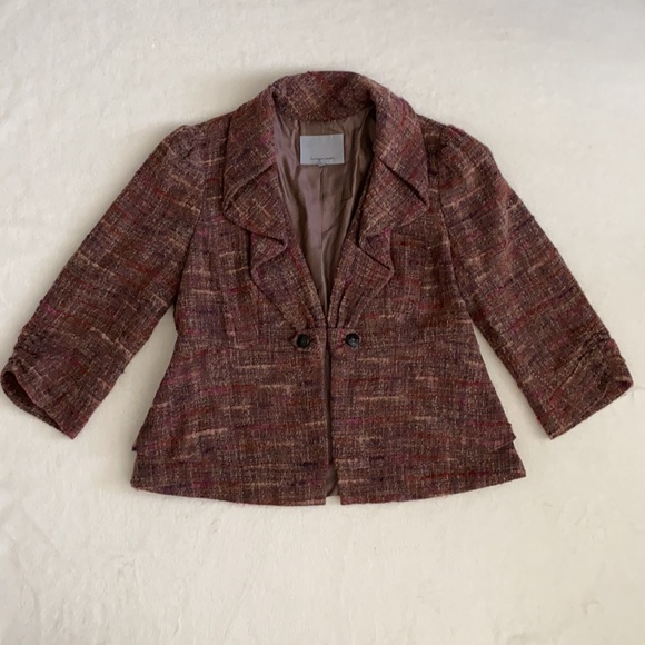 Classiques Entier | 3/4 Sleeve Cotton Wool Alpaca Blend Tweed Open Jacket (L) - Picture 16 of 16